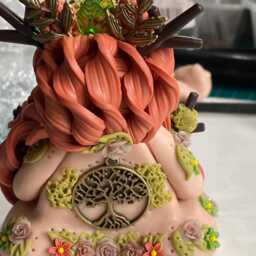 Clay Goddess Elen Of The Ways With A Unikate Star & Rose Quartz Crystal Ball - thumbnail 2