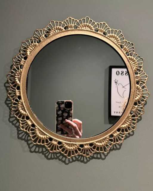 Gold Metal Ornate Fan Edge Mirror - Art Deco Style Indoor Outdoor - image 1