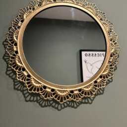 Gold Metal Ornate Fan Edge Mirror - Art Deco Style Indoor Outdoor - thumbnail 2
