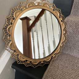 Gold Metal Ornate Fan Edge Mirror - Art Deco Style Indoor Outdoor - thumbnail 3