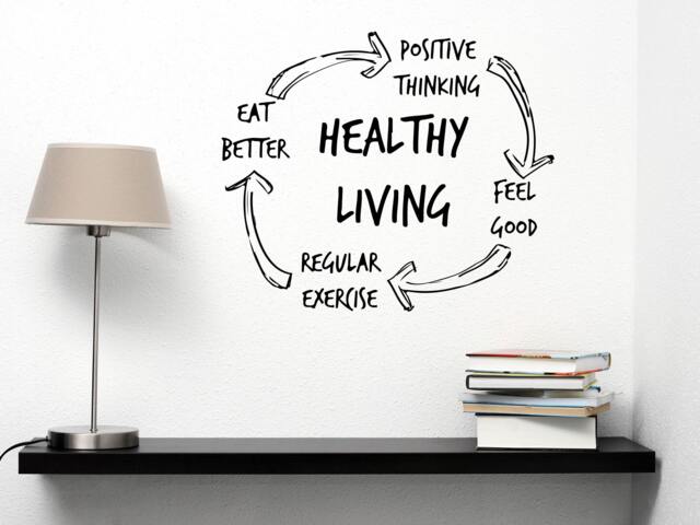 Healthy Living Wall Decals Quote Yoga Decal Vinyl Sticker Bedroom Home Decor Nursery Kitchen Decoration Art Murals Eg45 - image 1