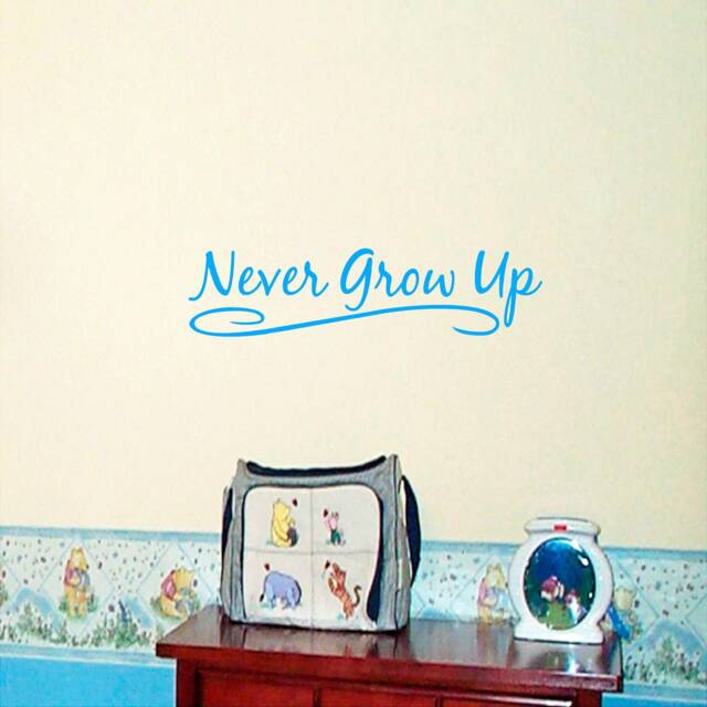 Never Grow Up Swirl Vinyl Wall Decal - Nursery Kids Room Decor - image 1