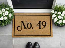 Welcome To Number 49 Mat - Custom Address Serif Lettering Outdoor Rug - thumbnail 1