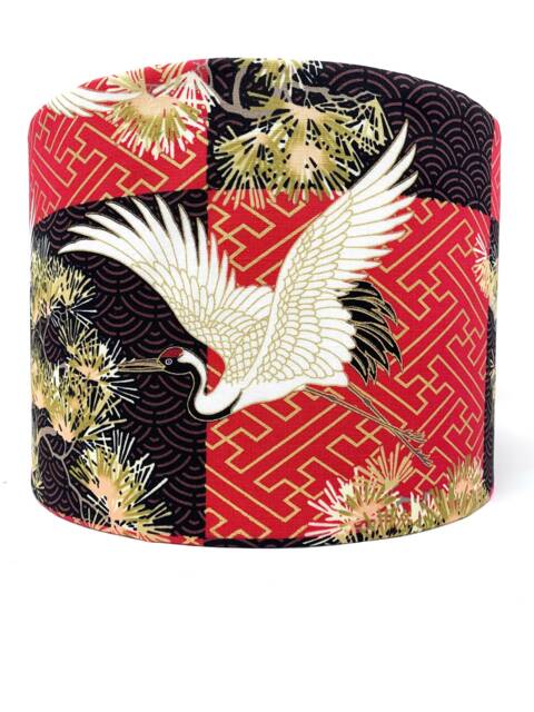 Oriental Crane Lampshade Red, Gold & Black Japanese Style - image 1