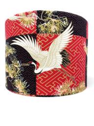 Oriental Crane Lampshade Red, Gold & Black Japanese Style - thumbnail 1
