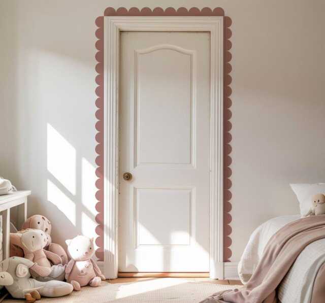 Scalloped Border Wall Sticker, Block Colour Decal - image 1