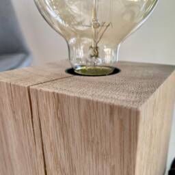 Edison Table Lamp Solid Oak Wood E27/Optical Dimmer Industrial Retro Vintage Design Modern Bedside Desk - thumbnail 4