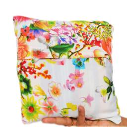 Floral Print Accent Pillow Cover - Throw Pin Cushion Ring Decorative Handmade - 8 - thumbnail 3