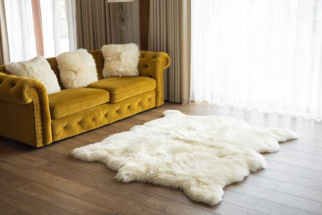 Genuine Natural Creamy White Sheepskin Rug, Pelt, Giant Throw Octo Deca - image 1