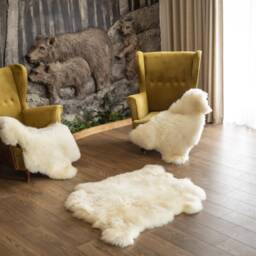 Genuine Natural Creamy White Sheepskin Rug, Pelt, Giant Throw Octo Deca - thumbnail 3
