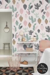 Pastel Cactus Wallpaper, Peel & Stick Removable Wall Decal, Wall Decor, Mural Self Adhesive Murals #5 - thumbnail 1