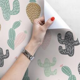 Pastel Cactus Wallpaper, Peel & Stick Removable Wall Decal, Wall Decor, Mural Self Adhesive Murals #5 - thumbnail 2