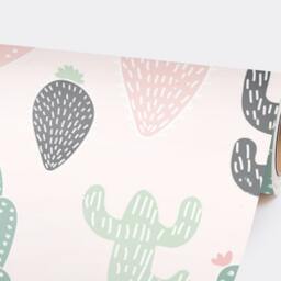 Pastel Cactus Wallpaper, Peel & Stick Removable Wall Decal, Wall Decor, Mural Self Adhesive Murals #5 - thumbnail 3