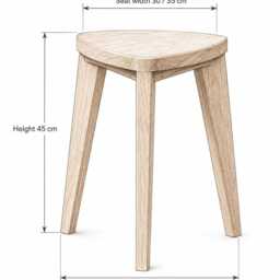 Nara Hira - Solid Oak Wooden Stool - Handmade Craftsmanship Timeless Elegance - thumbnail 3