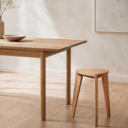 Nara Hira - Solid Oak Wooden Stool - Handmade Craftsmanship Timeless Elegance - thumbnail 2