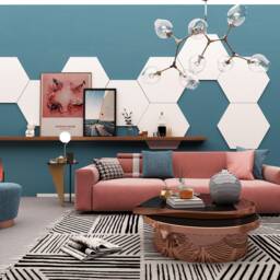 Honeycomb Decorative Wall Art, 9 Hexagons Per Pack, Hexagon Shape, Geometric Design - Skuhex9 - thumbnail 1