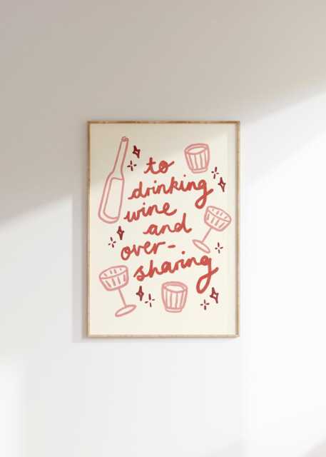 Drinking Wine & Oversharing Wall Print - This Yap Poster Vino Art Lovers Gift Idea Drink Themed Home Decor - image 1