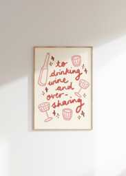 Drinking Wine & Oversharing Wall Print - This Yap Poster Vino Art Lovers Gift Idea Drink Themed Home Decor - thumbnail 1