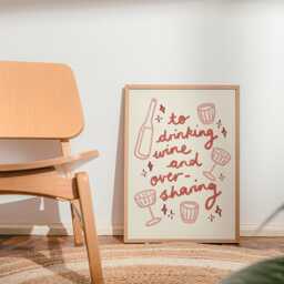 Drinking Wine & Oversharing Wall Print - This Yap Poster Vino Art Lovers Gift Idea Drink Themed Home Decor - thumbnail 2