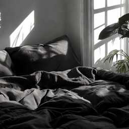 Black Linen Sheet Set 1 Flat & Fitted 2 Pillowcases Stonewashed 100% Flax Linen Set - thumbnail 4