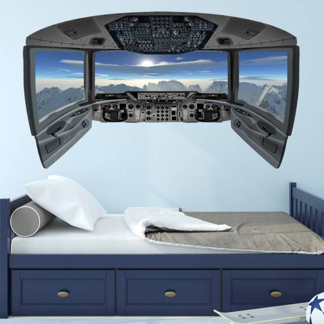 Vwaq Airplane Decals For Boys Room - Cockpit Wall Art Mural - Cp22 - image 1