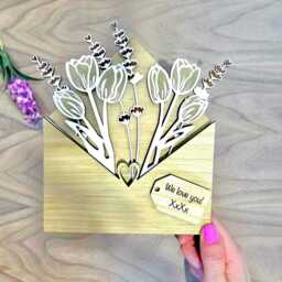 Wooden Flower Bouquet - Personalised Home D??cor Gift, Birthday Gift For Her, Sentimental Friend, Mothers Day Nanny, Tulips - thumbnail 3