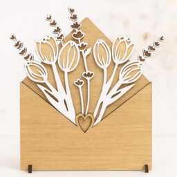 Wooden Flower Bouquet - Personalised Home D??cor Gift, Birthday Gift For Her, Sentimental Friend, Mothers Day Nanny, Tulips - thumbnail 1