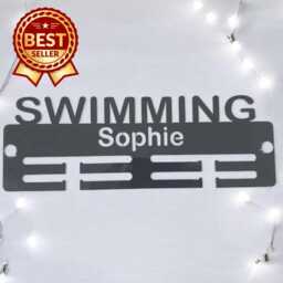 Swimming Medal Hanger - Gloss Colours, Custom Name & Colour