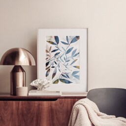 Watercolour Leaves Blue Art Print, Leaf Art, Plant Australian Botanical, Marine, Sea, Giclee - thumbnail 2