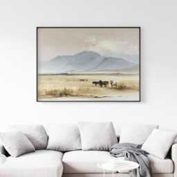 Horse Pasture Poster, Mountain Landscape Print, Country Wall Art, Paper - thumbnail 3
