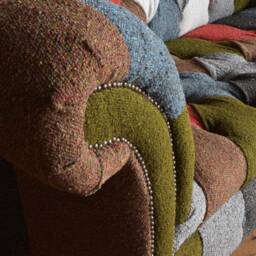 3 Seater Multi Coloured Boucl?? Fabric Chesterfield Sofa, Unique British Handmade - thumbnail 4