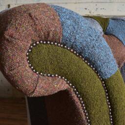 3 Seater Multi Coloured Boucl?? Fabric Chesterfield Sofa, Unique British Handmade - thumbnail 3