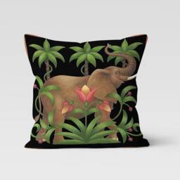 Jungle Tropical Cushion Cover, Tiger Pillow Case, Toucan&parrot Wild Life Living Room Decor, Elephant Animal Pattern - thumbnail 4