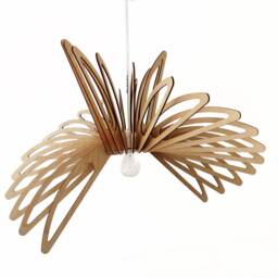 Wood Pendant Light Hanging Chandelier Lamp-Shade, Ceiling Rustic Fixture, Modern Dining Bedroom Lighting Minimalist - thumbnail 2