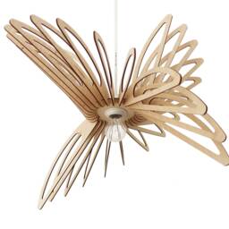 Wood Pendant Light Hanging Chandelier Lamp-Shade, Ceiling Rustic Fixture, Modern Dining Bedroom Lighting Minimalist - thumbnail 3