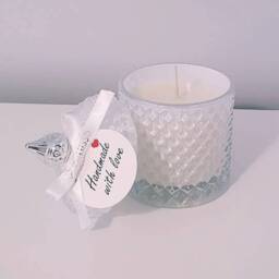 Geometric Soy Candle - White & Silver Diamond Jar, Luxury Fragrance - thumbnail 2