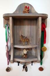 Wood Key Holder Small Rustic Shelf Wall Wood Shelf With Hooks Floating Farmhouse Entryway Key - thumbnail 1