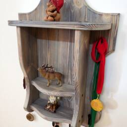 Wood Key Holder Small Rustic Shelf Wall Wood Shelf With Hooks Floating Farmhouse Entryway Key - thumbnail 3