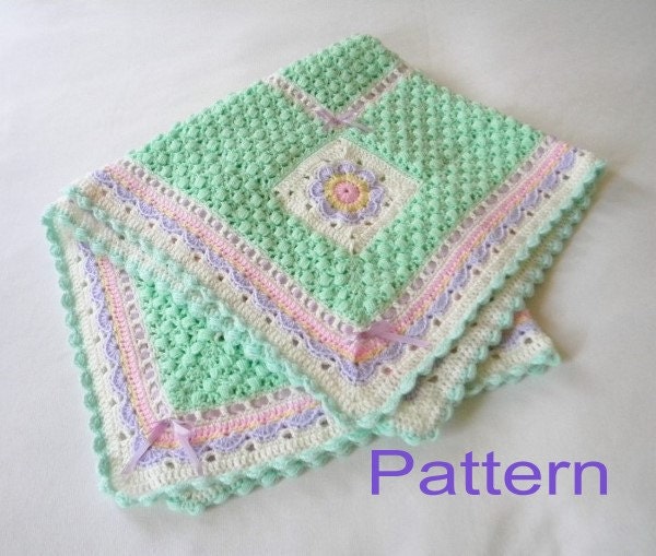 Crochet Baby Girl Blanket PDF Pattern Flowers in The Meadow Afghan Original Design - image 1