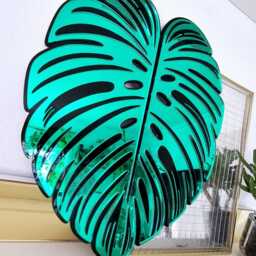 Monstera Leaf Mirror Wall Art - Boho Plant Jungle Decor Dopamine - thumbnail 3