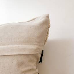 Tufted Cotton Cushion Cover Beige Navy Boho Pillow 45x45cm - thumbnail 4