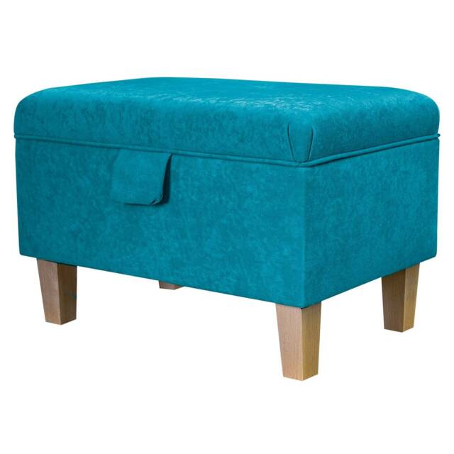 Handmade Blue Storage Ottoman - Luxury Upholstery Fabric Bespoke British Made - image 1