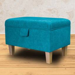 Handmade Blue Storage Ottoman - Luxury Upholstery Fabric Bespoke British Made - thumbnail 4
