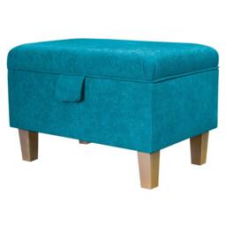 Handmade Blue Storage Ottoman - Luxury Upholstery Fabric Bespoke British Made - thumbnail 1