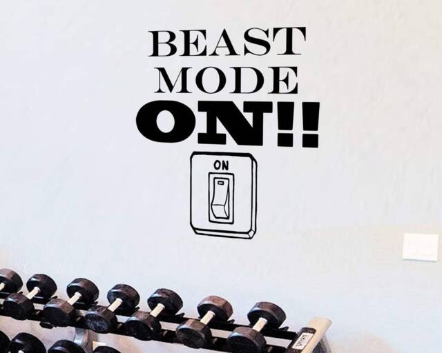 Vwaq Beast Mode On Vinyl Decal - Fitness Wall Stickers, Motivational Gym Quote - image 1