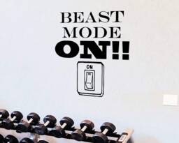 Vwaq Beast Mode On Vinyl Decal - Fitness Wall Stickers, Motivational Gym Quote - thumbnail 1
