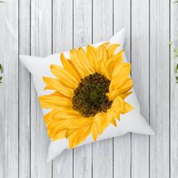Sunflower Cushion , Botanical Plant Pillow Greenery Foliage Scatter Room Decor - Home - thumbnail 2