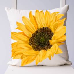 Sunflower Cushion , Botanical Plant Pillow Greenery Foliage Scatter Room Decor - Home - thumbnail 3