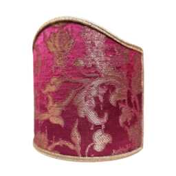 Pair Of Clip-On Wall Sconces Shield Shades Cardinal Rubelli Silk Jacquard Les Indes Galantes Pattern Mini Lampshade - Handmade in Italy - thumbnail 4
