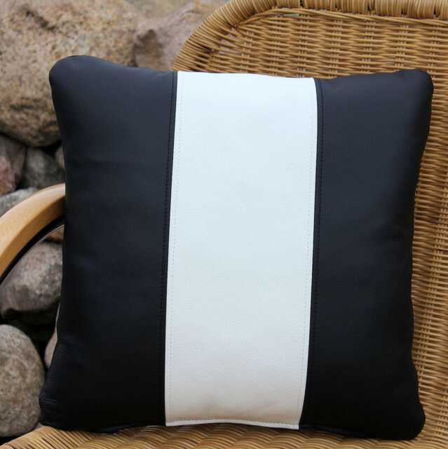 Synthetic Leather Cushions 40 X cm, Black & White, Back Cushions, & Cushion Cover, With Stripes, Lounge - image 1